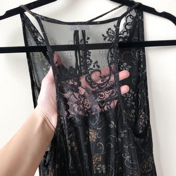 Free People • Black Lace Floral Slip Dress - Picture 4 of 8